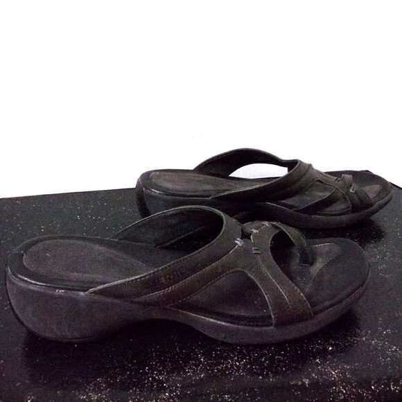 Merrell Black Sundial Spin Wedge Sandals Leather - Picture 3 of 6